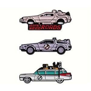 Back to the Future DeLorean Ghostbusters Ecto 1 Car‎ Enamel Pins Set